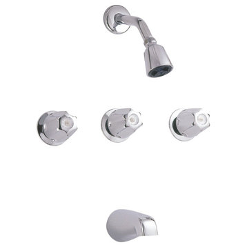 Chrome Tub And Shower Faucet, Three Handle