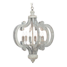 Venice Distressed Wood Chandelier, White