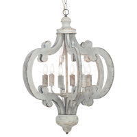 Venice Distressed Wood Chandelier, White