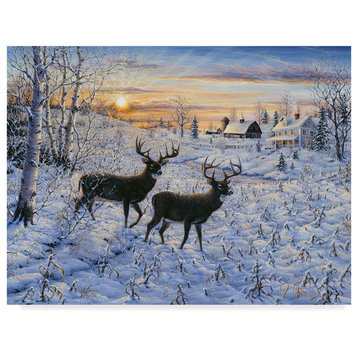 Jeff Tift 'Two Deer In The Moonlight' Canvas Art, 24"x18"