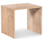 Meridian Furniture - Canova Travertine End Table, Beige, End Table - Refresh the look of your living room space with this Canova end table. This handcrafted genuine Travertine table has an exquisitely elegant yet simple design that lets it fit easily into your contemporary space. Beige Travertine with light grey veining is sophisticated and chic, adding an understated look of refinement to your room.