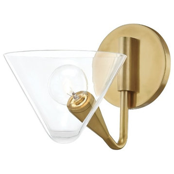 Isabella 1-Light Wall Sconce Aged Brass Finish Clear Glass
