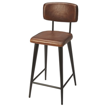 Butler Saddle Brown Leather Counter Stool