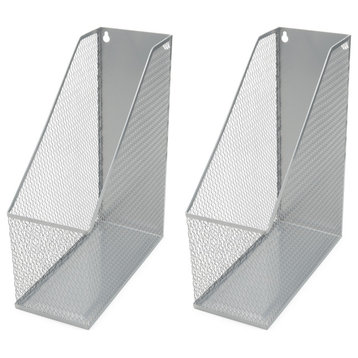 YBM Home Silver Mesh Wall Mount File Holder 12"x10"x4.5", 2-Pack