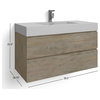 Boutique Bath Vanity, Natural Wood, 40", Single Sink, Wall Mount