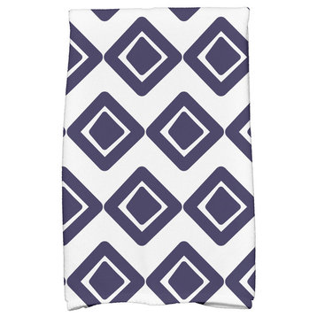 18"x30" Diamond Jive 1 Geometric Print Kitchen Towel, Navy Blue