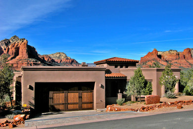 Inspiration for a mediterranean exterior home remodel in Phoenix