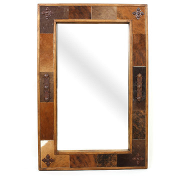 Cody Cowhide Mirror, Handmade, Western, Rustic, Vanity Mirror, Accent