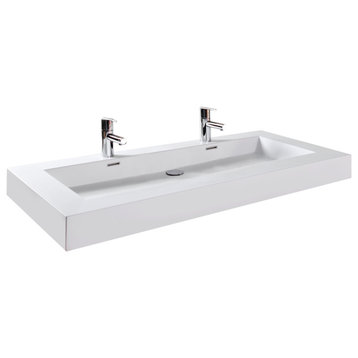 48x22 Cube Sink With WETMAR BIO Matte White Polished Chrome Overflow