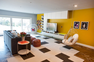 Photo of a contemporary living room in Charlotte.