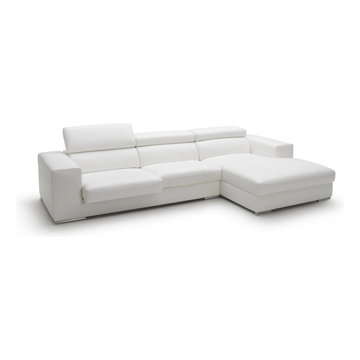 Modern Leather Sectional Sofa with Adjustable Headrests