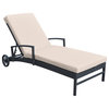 Vida Outdoor Wicker Lounge Chair with Water Resistant Beige Fabric Cushion