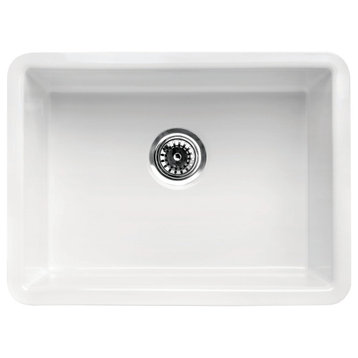 ALFI brand AB2317 23 Inch White Fireclay Undermount Kitchen Sink