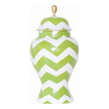 Ginger Jar Large in Green Bargello