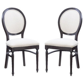 Linon Laney Beechwood Set of 2 Padded Back and Seat Side Chairs in Dark Brown