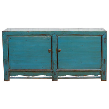 Painted Peacock Blue Buffet Cabinet