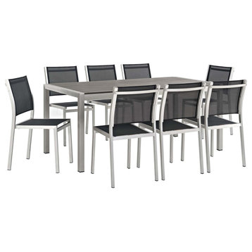 Shore Outdoor Patio Dining Furniture Set - Sturdy Aluminum Frame - Elegant Gray