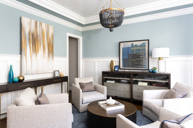 Transitional living room photo in Raleigh