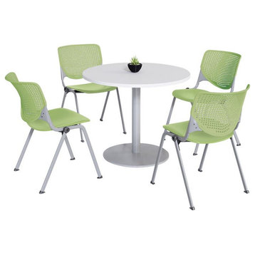 KFI 42" Round Dining Table - White Top - Kool Chairs - Lime Green