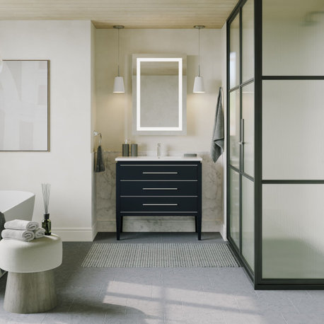 Grace 36" Single Bathroom Vanity in Black with White Ceramic Top