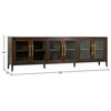 Basel Reclaimed Pine and Glass Door Sideboard With Bar Pull Hardware, 109" Width