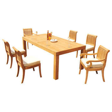 7-Piece Outdoor Teak Dining Set: 86" Rectangle Table & 6 Giva Arm/Armless Chairs