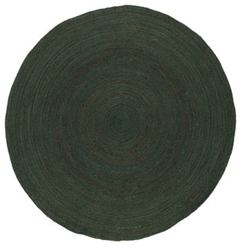 Safavieh Natural Fiber Nfb901Y Solid Color Rug, Dark Green, 6'0"x6'0" Round