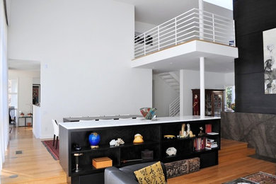 Example of a minimalist living room design in Atlanta