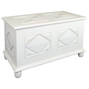 Winter white cottage trunk 36Wx18Dx20"H wood in antique white