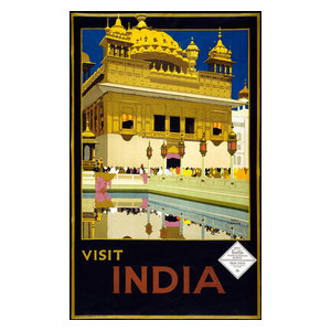 16x24 Visit India 1920s Vintage Style Moonlight Travel Poster