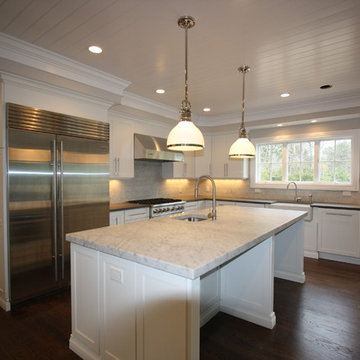 Wainscott NY - Hamptons Contemporary Kitchen - Marble Tops - White Painted Maple