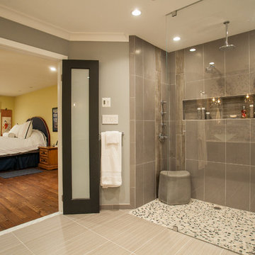 An Award Winning Oasis Master Bathroom Styled in Stone in Chantilly VA