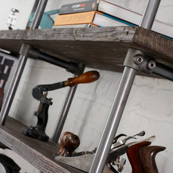 Dan Reclaimed Walnut Stained Scaffolding Board and Steel Pipe Storage and Shelvi - Storage Cabinets