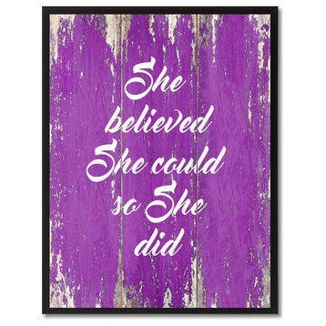 She Believed She Could So She Did Inspirational, Canvas, Picture Frame, 13"X17"