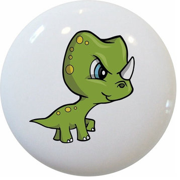 Green Baby Dinosaur Ceramic Knob