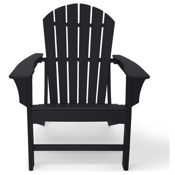 Hampton Poly Outdoor Patio Adirondack Chairs, Set of 2, Black