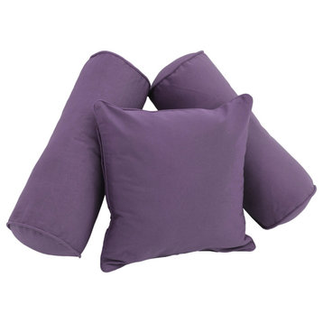 Double-Corded Solid Twill Throw Pillows With Inserts, Set of 3, Grape