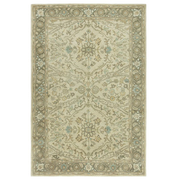 SEVILLE Hand-Tufted Wool and Silkette Area Rug, Beige, 8'6"x11'6"