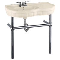 Bone Console Sink China Southern Belle with Black Nickel Bistro Legs