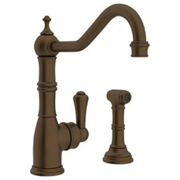 Rohl Perrin and Rowe Kitchen Faucet and Metal Lever Handle, English Bronze