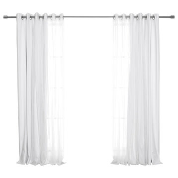 Tulle & Linen Blackout Curtains, White, 52"x84"