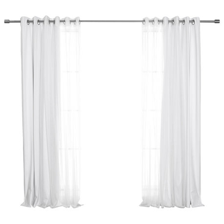 Tulle & Linen Blackout Curtains, White, 52"x84"