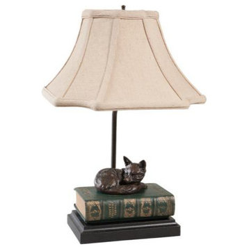 Sculpture Table Lamp EQUESTRIAN Lodge Lovers Napping Fox Book 1-Light