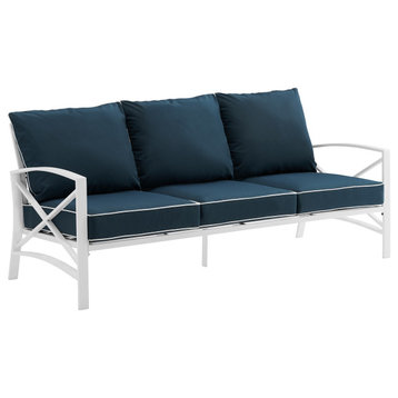 Kaplan Outdoor Metal Sofa Navy/White