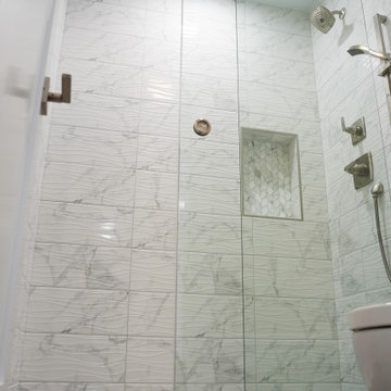 Coastal Elegance: Wavy Beach-Themed Bathroom Remodel in Crown Point, San Diego