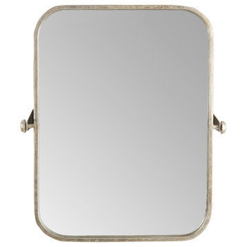 Metal Framed Pivoting Wall Mirror, Brushed Gold