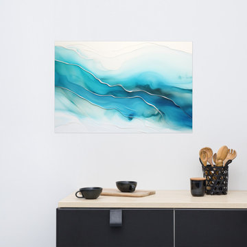 Abstract Art: Azure Currents Alcohol Ink