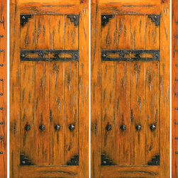 Prehung Double Door with Two Sidelites, Exterior, Knotty Alder - Front Doors