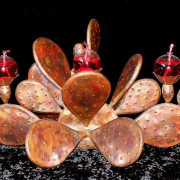 Natural Copper Cactus Candelabra