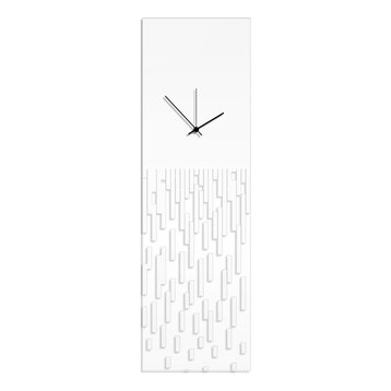 Surreal Wall Clock 'White Pixelated Clock-Black Hands' - Acrylic Techy Decor